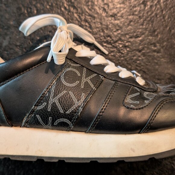 Calvin Klein Clery Espresso Leather Logo Sneakers Size Women's Size 9 - Picture 3 of 9